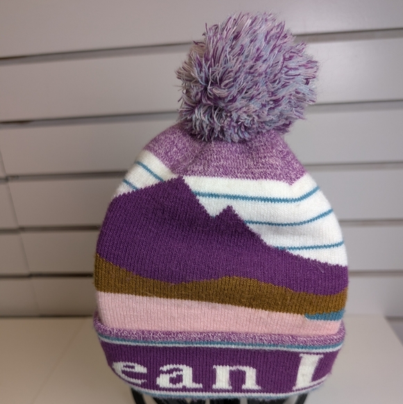 LL Bean Hat Katahdin Pom Winter Beanie Cap Purple Vibrant Colors OSFA Knit - Picture 2 of 4
